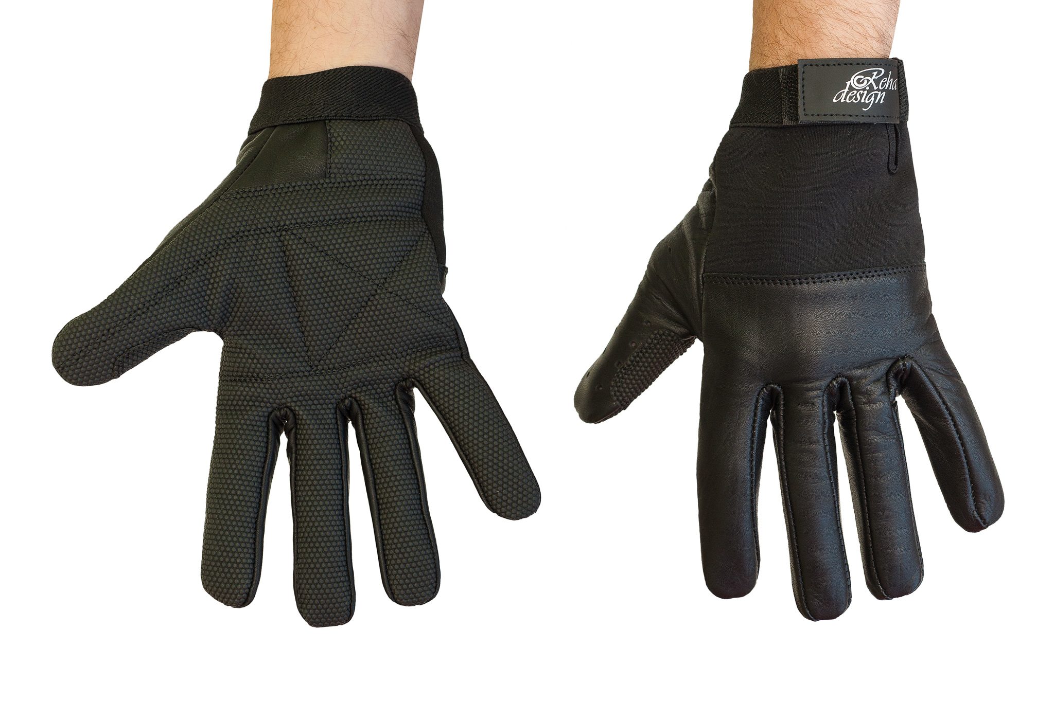 Hatch Wheelchair Gloves - black, leather palm, Mesh Back, Large For Sale